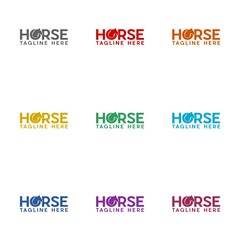 Horse logo template icon isolated on white background. Set icons colorful