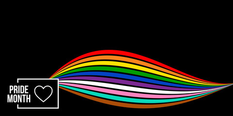 Abstract LGBTQIA color bars isolated black background. LGBTQIA Pride Month color background. Vector illustration