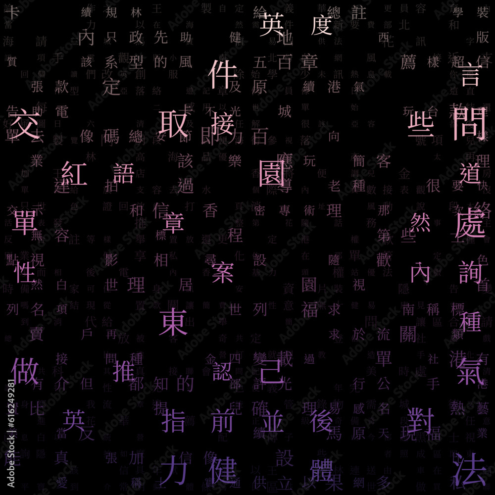Poster technology background. random characters of chinese traditional alphabet. gradient matrix pattern. p