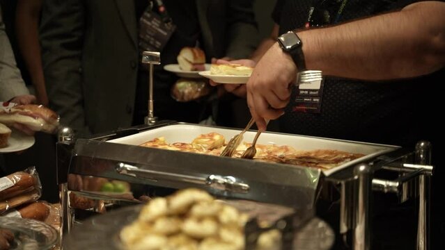 Open buffet with shiny look. Buffet restaurant, the hotel restaurant. Turkish or Arabic food