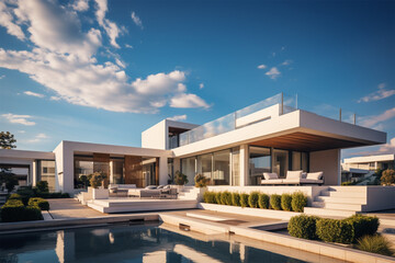 Beautiful Houses of Modern Architecture, beautilful sky, daylight.