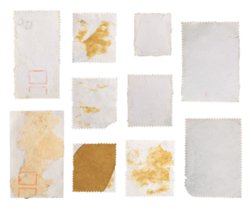Vintage stamps, postage stamps, mail and letters, back vintage stamps, png isolated on transparent background