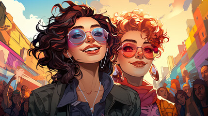 Obraz premium Capture the spirit of LGBTQ+, cartoon style