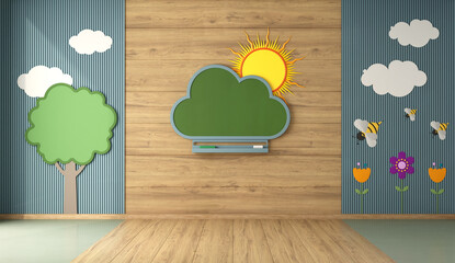 Empty Colorful kindergarten class without childs