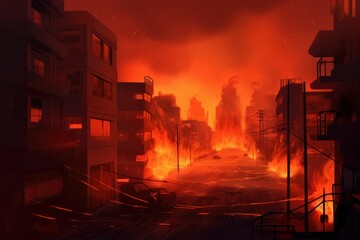 Burning city. Generate Ai