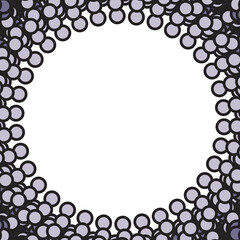 Purple and white circle dots frame. Vector illustration.	