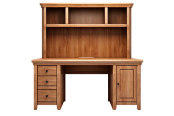 corner desk with hutch isolated on a transparent background, generative ai