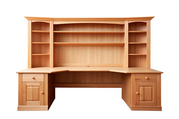 corner desk with hutch isolated on a transparent background, generative ai
