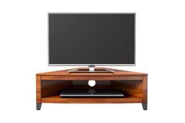 corner tv stand isolated on a transparent background, generative ai