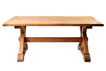 wood farmhouse dining table isolated on a transparent background, generative ai