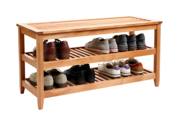 entryway shoe storage bench isolated on a transparent background, generative ai