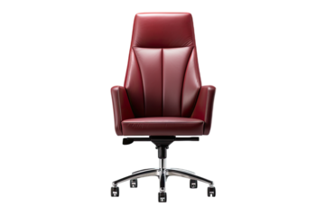 maroon high-back office chair isolated on a transparent background, generative ai
