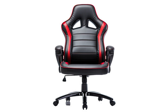 black and red computer gaming chair isolated on a transparent background, generative ai