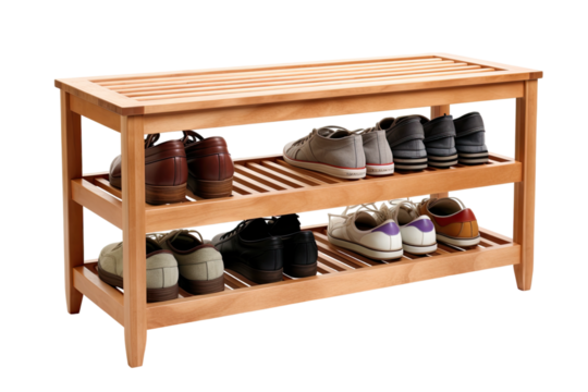entryway shoe storage bench isolated on a transparent background, generative ai