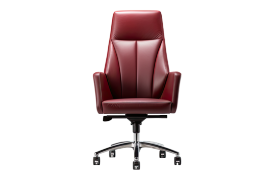 maroon high-back office chair isolated on a transparent background, generative ai