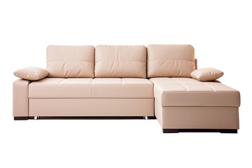 white sectional sleeper sofa isolated on a transparent background, generative ai