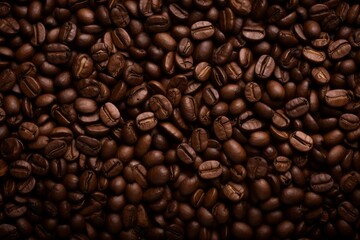 Obraz premium Coffee background closeup topview. Generate Ai