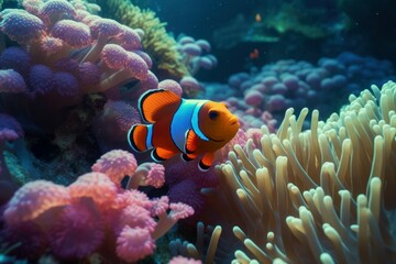 Fototapeta na wymiar Crownfish corals reef. Generate Ai