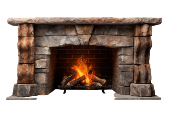 fireplace mantel isolated on a transparent background, generative ai