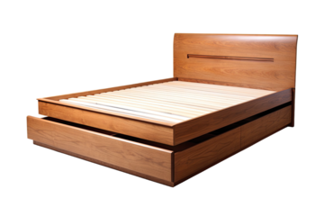 platform storage bed isolated on a transparent background, generative ai