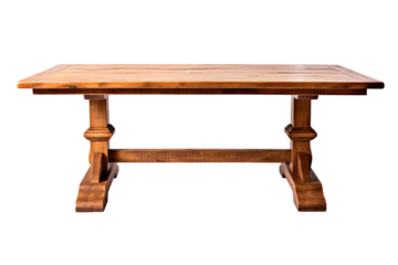 trestle dining table isolated on a transparent background, generative ai