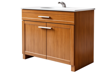 vanity cabinet with sink isolated on a transparent background, generative ai
