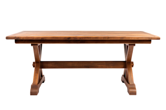 trestle dining table isolated on a transparent background, generative ai