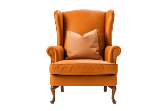 wingback chair isolated on a transparent background, generative ai