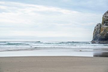 beautiful, haystack, haystack rock, holiday, white, shore, horizon, sand, background, beach, blue, boulders, cannon, cannon beach, cliff, clouds, coast, coastline, island, landscape, limestone, nature