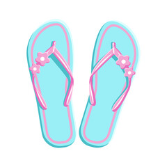 Rubber summer flip flops for swimming. Vector illustration.