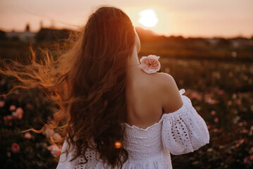 girl with a basket of roses