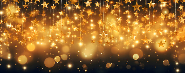 Fototapeta na wymiar Christmas lights and glitter banner background - festive celebration theme