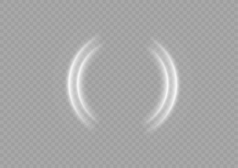 Light white Twirl. Curve white line light effect. Abstract luxury white light vector flare semicircle and spark light effect. Glowing white circle. PNG isolated set of round sparks or round lights