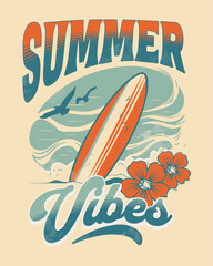 Summer Vibes - Surfboard Vector Art, Illustration, Icon and Graphic