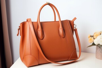 Woman leather bag. Generate Ai
