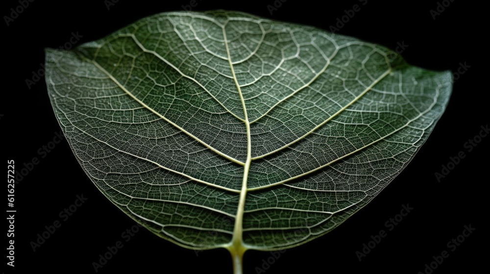 Poster transparent skeleton leaf with beautiful texture on a green. beautiful generative ai aig32