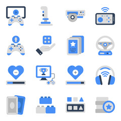 Pack of Video Games and Fun Flat Icons 

