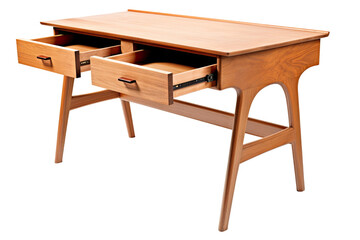 Fototapeta premium writing desk with drawers opened isolated on a transparent background, generative ai