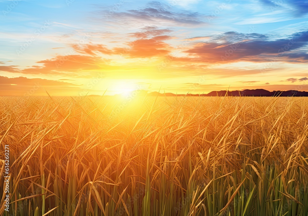 Aufkleber rice field created with generative ai technology
