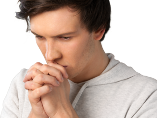 Portrait of young thoughtful man, isolated