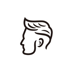 Line Art Bearded Men, Barbershop Logo Design Vector Illustration