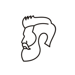 Line Art Bearded Men, Barbershop Logo Design Vector Illustrationt