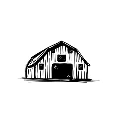 Vintage hand drawn farm barn logo design - barn wood building house farm cow cattle logo design inspiration © apfan