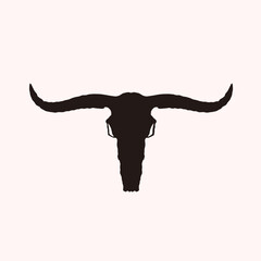 Texas Longhorn, Country Western Bull Cattle Vintage Label Logo Design Vector Illustration