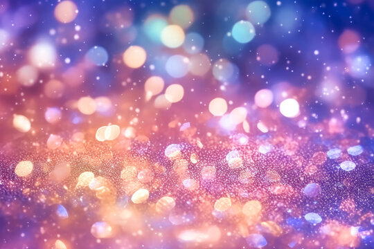 Pink, blue & purple glitter bokeh colorful background with bokeh effect. Sparkles and glitter textures. 