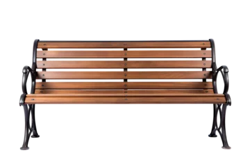 Photo sur Plexiglas Jardin wooden park bench isolated on a transparent background, generative ai