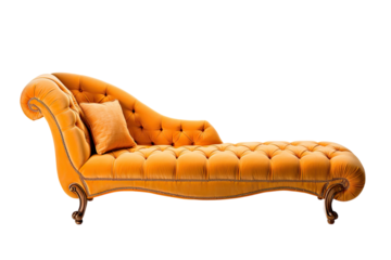 orange chaise lounge isolated on a transparent background, generative ai