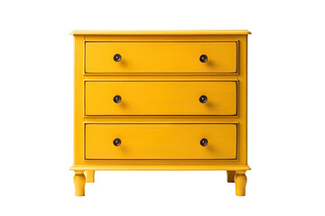 yellow chest of drawers isolated on a transparent background, generative ai