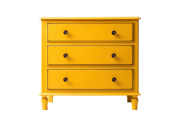 yellow chest of drawers isolated on a transparent background, generative ai