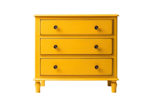 yellow chest of drawers isolated on a transparent background, generative ai